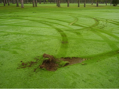 Vandalismus Schaden Golfplatz